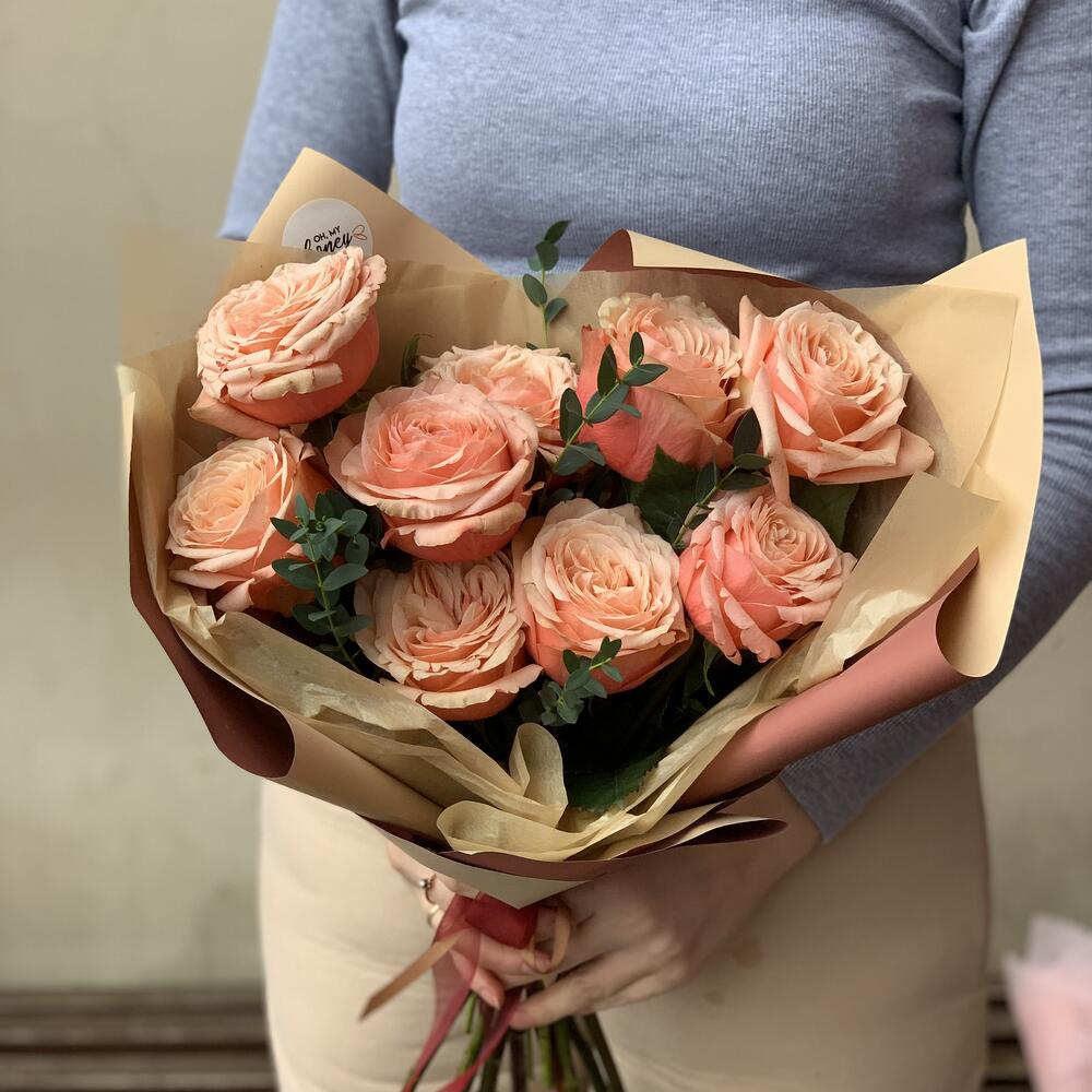 Пионовидные розы кахала, 9 шт / 1185 id